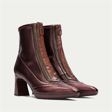 Hispanitas Atlanta Front Zip Heel Boot - Wine Metallic